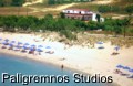 Studios and taverna on the sea front at the end of Plakias opposite the fine sandy beach.